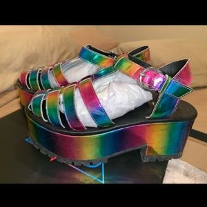 🌈 Nasty Gal Rainbow Platform Mary Janes 🌈